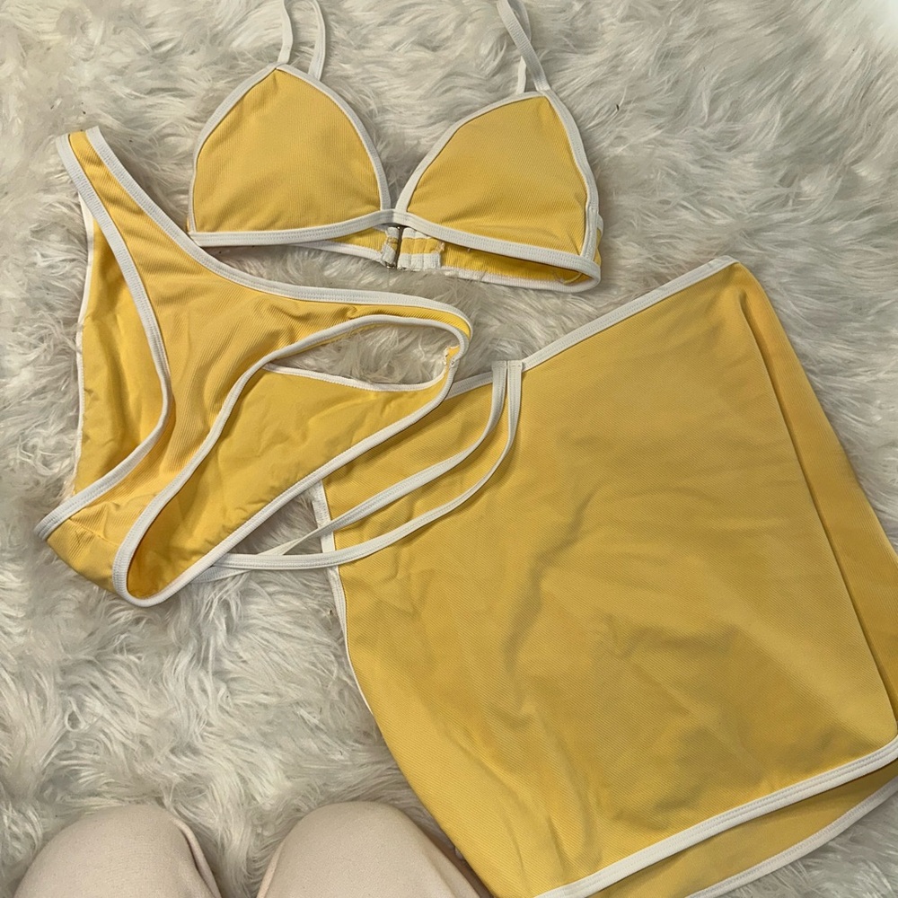 Yellow and White Bikini Set